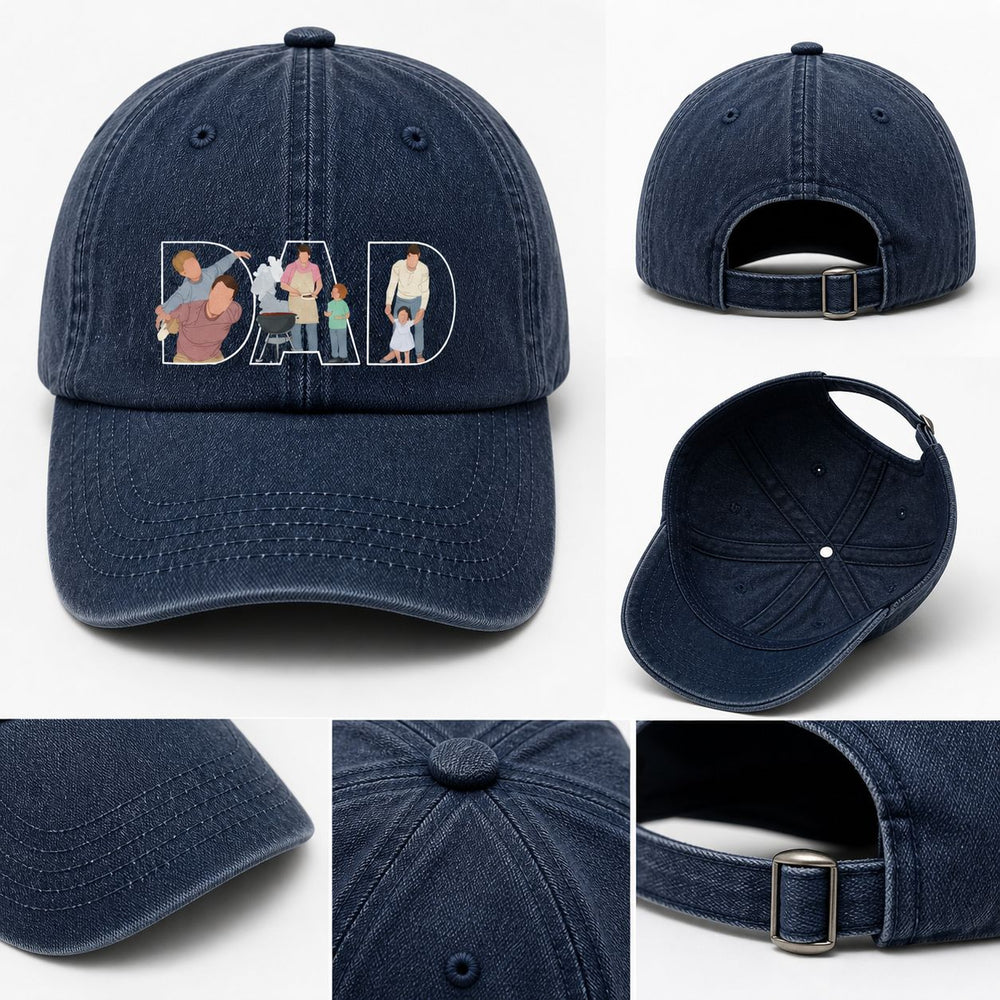 Father's Day Gift Custom Dad Portrait For Father, New Dad - Faceless Art - Personalized Cap | Meaningful Keepsake For First Father’s Day