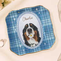 Personalized Cartoon Pet Photo Jewelry Dish – Custom Vintage Dog & Cat Mom Ceramic Ring Tray