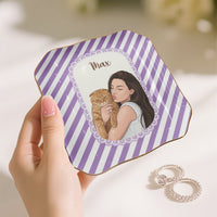 Personalized Cartoon Pet Photo Jewelry Dish – Custom Vintage Dog & Cat Mom Ceramic Ring Tray