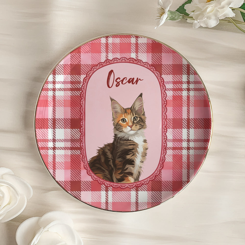 Personalized Cartoon Pet Photo Jewelry Dish – Custom Vintage Dog & Cat Mom Ceramic Ring Tray