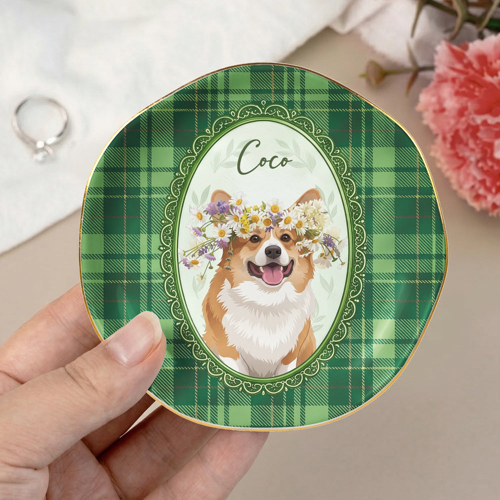 Personalized Cartoon Pet Photo Jewelry Dish – Custom Vintage Dog & Cat Mom Ceramic Ring Tray