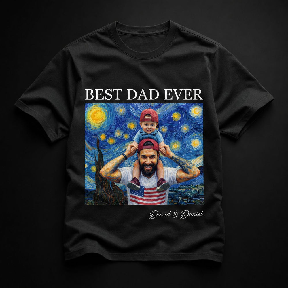 Best Dad Ever Van Gogh Art - Personalized Shirt