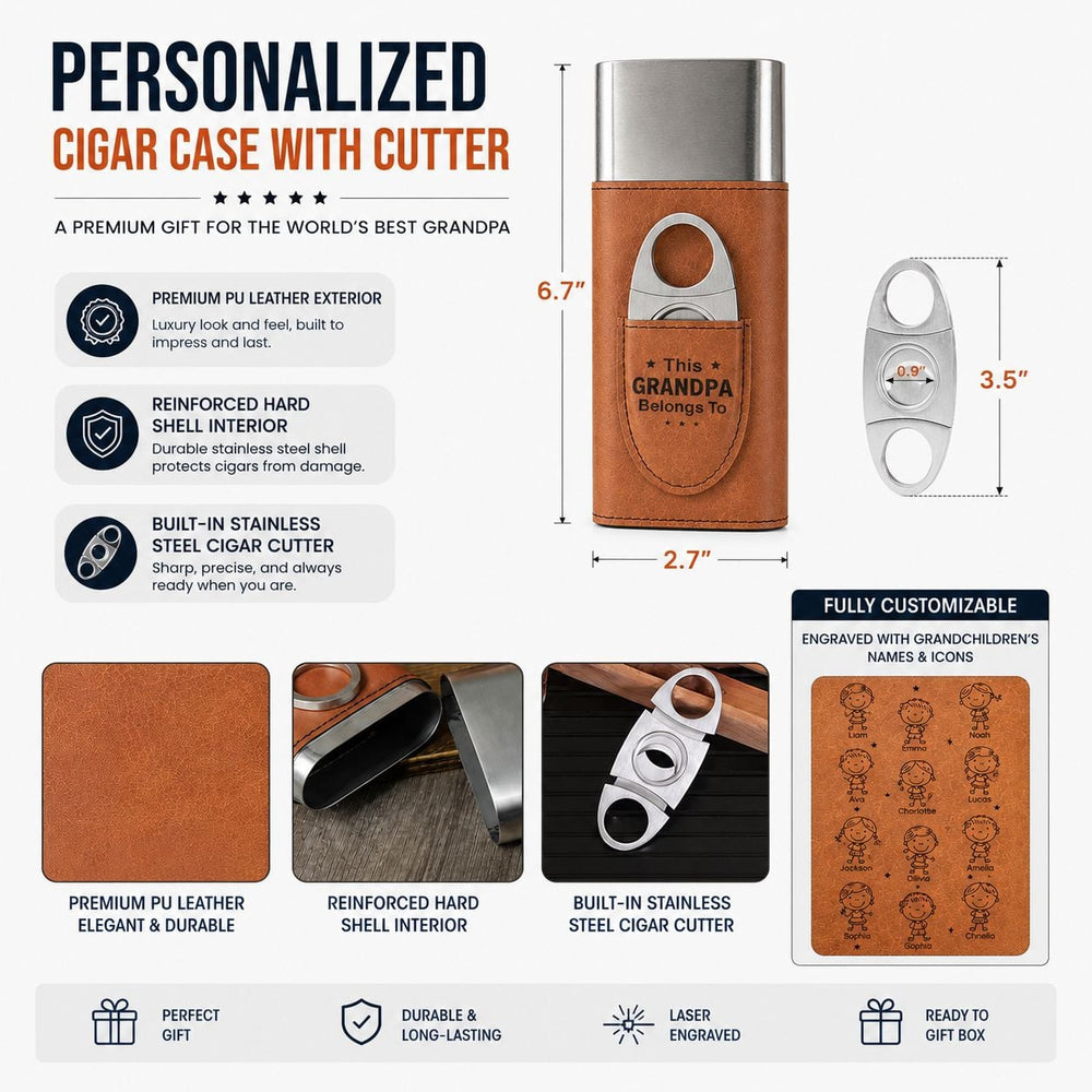 This Grandpa Belongs To Doodle Style - Personalized Cigar Case