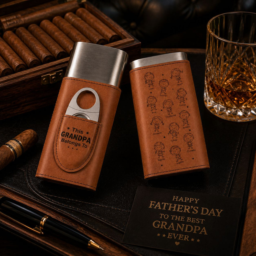 This Grandpa Belongs To Doodle Style - Personalized Cigar Case