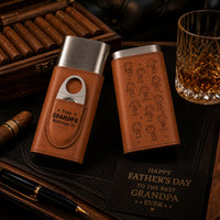 This Grandpa Belongs To Doodle Style - Personalized Cigar Case