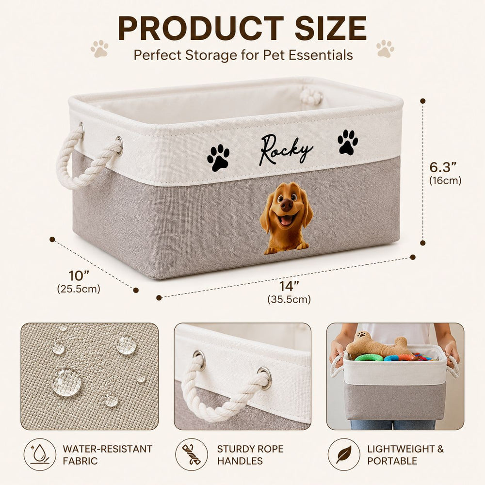 Custom Pets For Dog Lovers, Cat Lovers - Personalized Storage Basket | Cute Pet Lover Gift