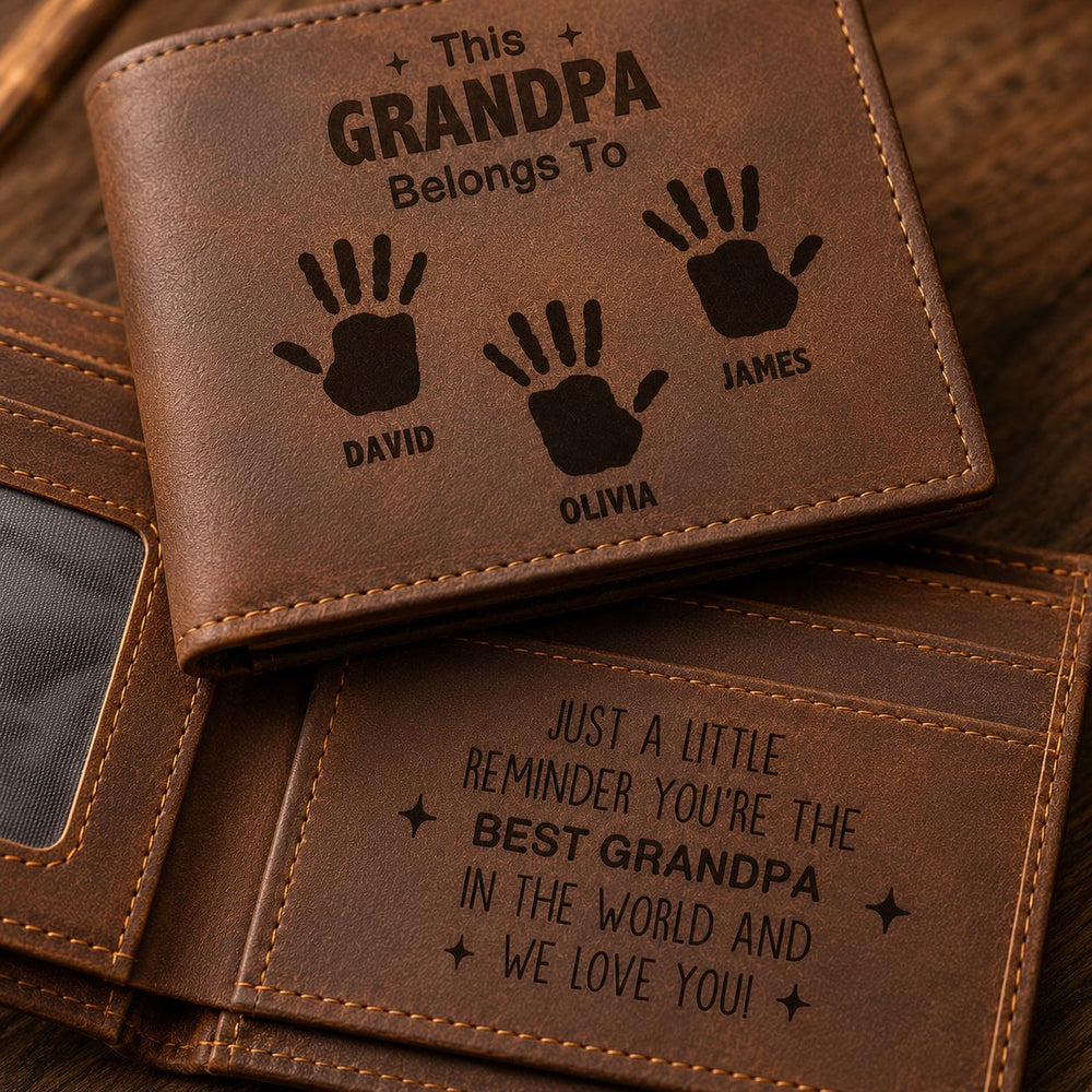 This Grandpa Belongs To We Love You - Personalized Leather Wallet