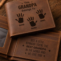 This Grandpa Belongs To We Love You - Personalized Leather Wallet