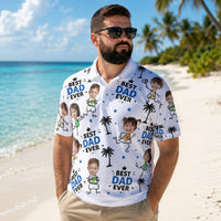 Best Dad Ever Custom Cute Kid Face Father's Day Gift For Dad, Husband, Grandpa - Personalized Polo Shirt | Funny Family Gift For Him