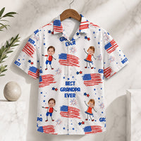 Best Dad Grandpa Ever Custom Photo - Personalized Hawaiian Shirt