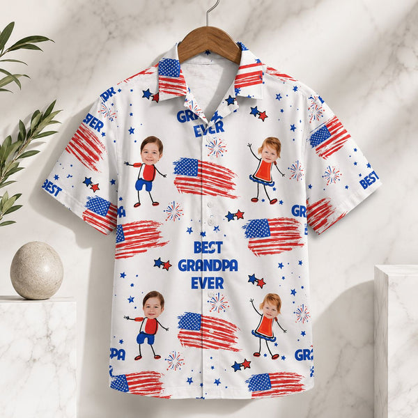 Best Dad Grandpa Ever Custom Photo - Personalized Hawaiian Shirt