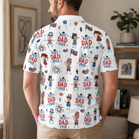 Best Dad Ever USA Flag - Personalized Polo Shirt | Custom American Flag Father’s Day Golf Polo