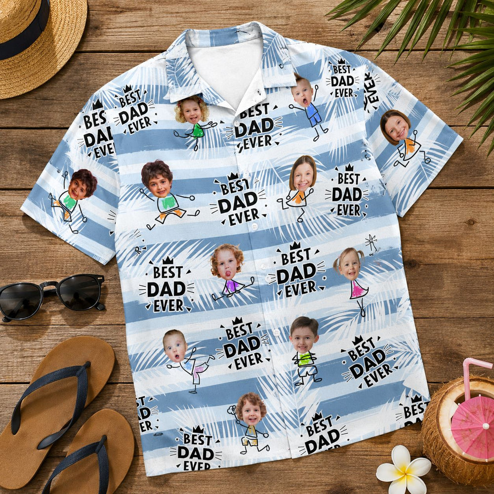 Best Dad Ever Striped Pattern Father's Day Gift For Dad, Husband - Personalized Hawaiian Shirt | Funny Summer Gift For Cool Dad