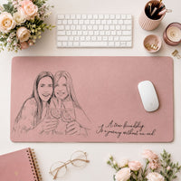 Friendship Custom Photo Sketch Line Art - Personalized Desk Mat