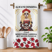 Personalized Chingona Como Mi Madre Kitchen Towel – Custom Name Latina Sugar Skull Tea Towel Gift for Mom