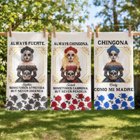 Personalized Chingona Como Mi Madre Kitchen Towel – Custom Name Latina Sugar Skull Tea Towel Gift for Mom