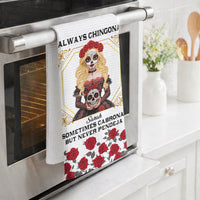 Personalized Chingona Como Mi Madre Kitchen Towel – Custom Name Latina Sugar Skull Tea Towel Gift for Mom