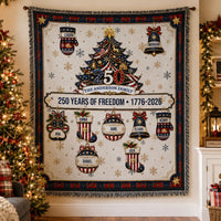 Personalized 250 Years of Freedom Christmas Blanket, Custom Family Name Woven Throw