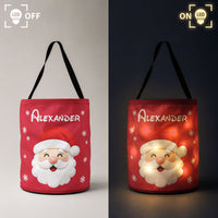 Personalized Christmas LED Light-Up Gift Bag, Custom Santa Sack with Name, Holiday Goodie Basket for Kids