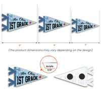 Personalized Colorful Teacher Grade & Name Pennant – Custom Acrylic Magnet Gift