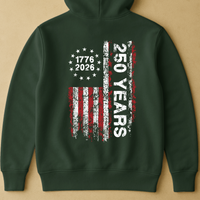 250 Years Distressed USA Flag - Back Printed Shirt
