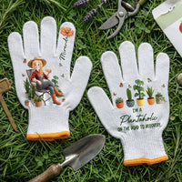 Personalized Birth Flower & Cute Character Gardening Gloves – Custom Gift For Mom & Grandma