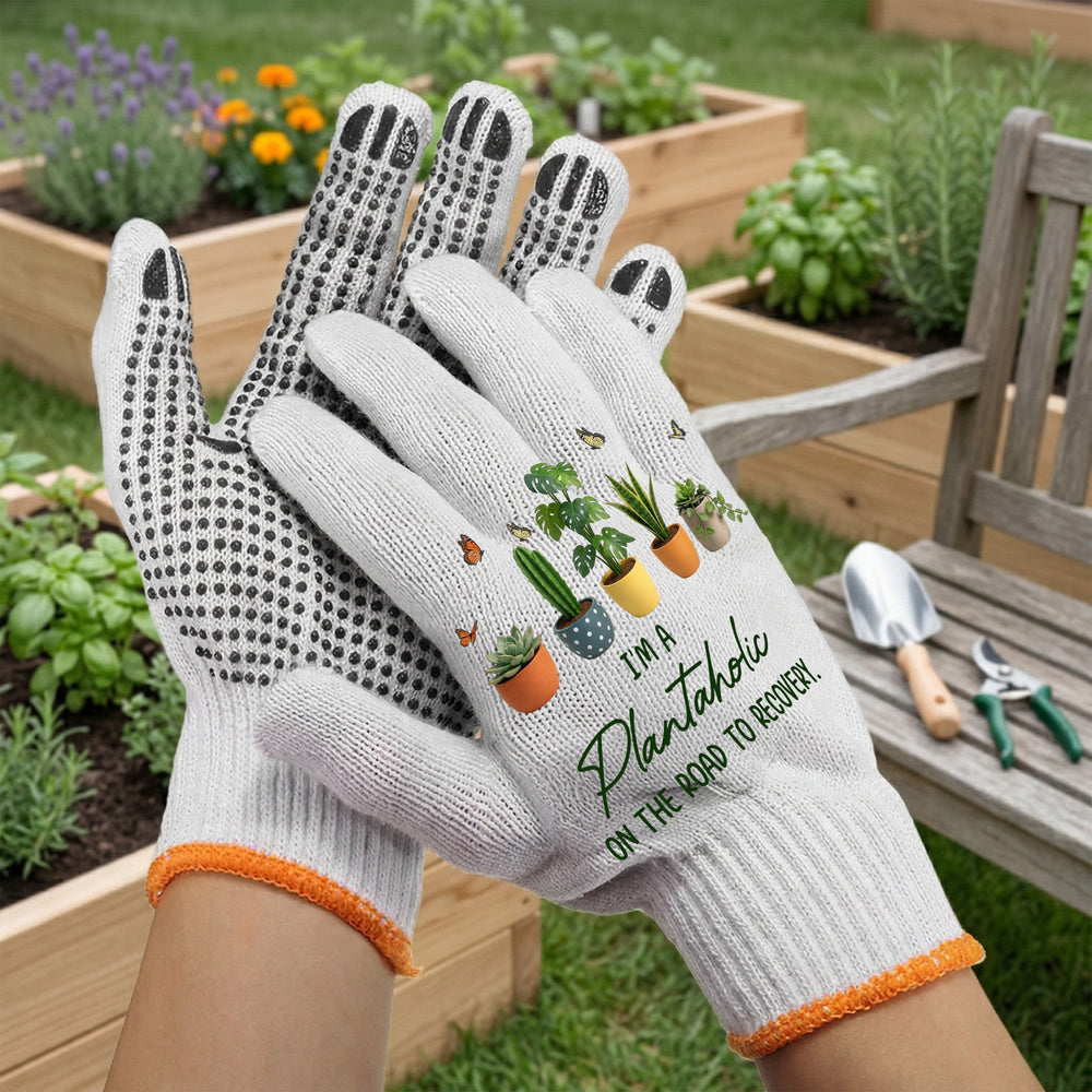 Personalized Birth Flower & Cute Character Gardening Gloves – Custom Gift For Mom & Grandma