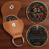 Personalized Photo Sugar Skull Pocket Hug – Custom Couple Anniversary Keychain Gift