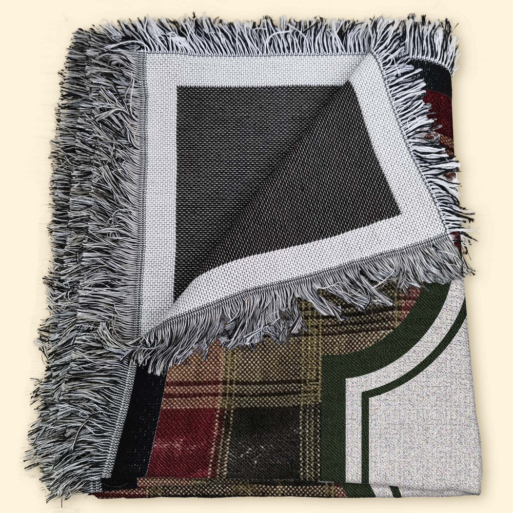 Personalized Christmas Tree Woven Blanket - Custom Family Name Throw