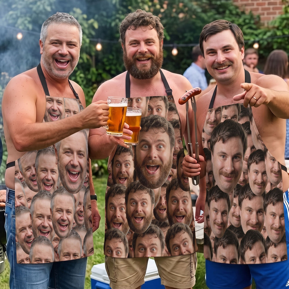 Personalized Funny Face Apron – Custom Photo Kitchen & BBQ Apron Gift
