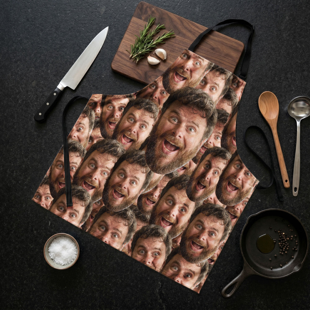 Personalized Funny Face Apron – Custom Photo Kitchen & BBQ Apron Gift