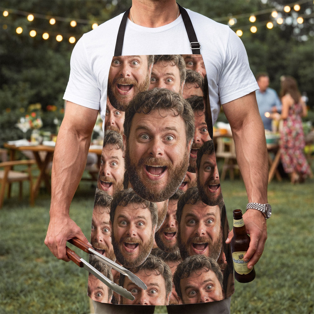 Personalized Funny Face Apron – Custom Photo Kitchen & BBQ Apron Gift