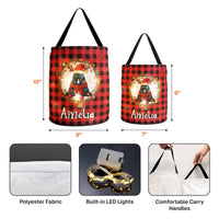 Personalized Initial Christmas Gift Bag with LED Light, Custom Name Holiday Sack