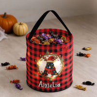 Personalized Initial Christmas Gift Bag with LED Light, Custom Name Holiday Sack