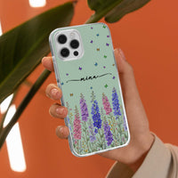Personalized Birth Flower Phone Case - Custom Name Clear Case Gift for Her