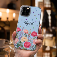 Personalized Birth Flower Phone Case - Custom Name Clear Case Gift for Her