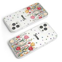 Personalized Birth Flower Phone Case - Custom Name Clear Case Gift for Her