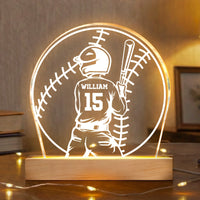 Personalized Baseball Player Name & Number Acrylic LED Night Light
