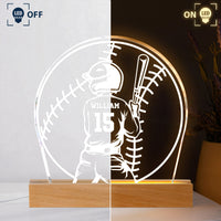 Personalized Baseball Player Name & Number Acrylic LED Night Light
