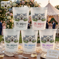 Custom Wedding Venue Watercolor Drawing – Personalized Frosted Cups