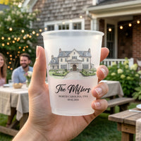 Custom Wedding Venue Watercolor Drawing – Personalized Frosted Cups