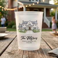 Custom Wedding Venue Watercolor Drawing – Personalized Frosted Cups