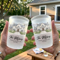 Custom Wedding Venue Watercolor Drawing – Personalized Frosted Cups
