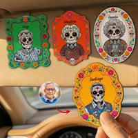 Custom Photo Day Of The Dead Ancestors Personalized Car Visor Clip