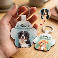 Personalized Watercolor Pet Memorial Keychain – Custom Photo Dog & Cat Portrait Keepsake
