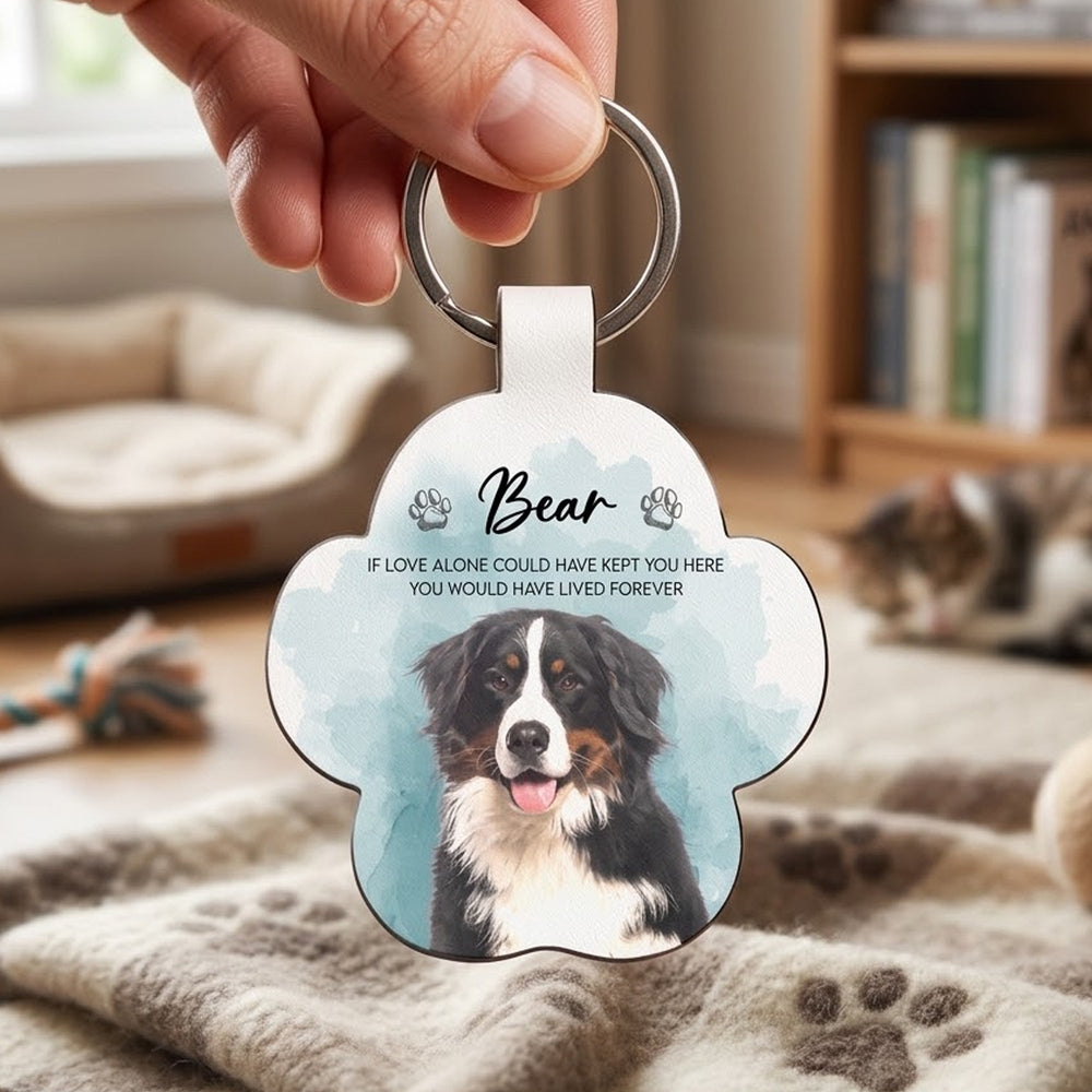 Personalized Watercolor Pet Memorial Keychain – Custom Photo Dog & Cat Portrait Keepsake