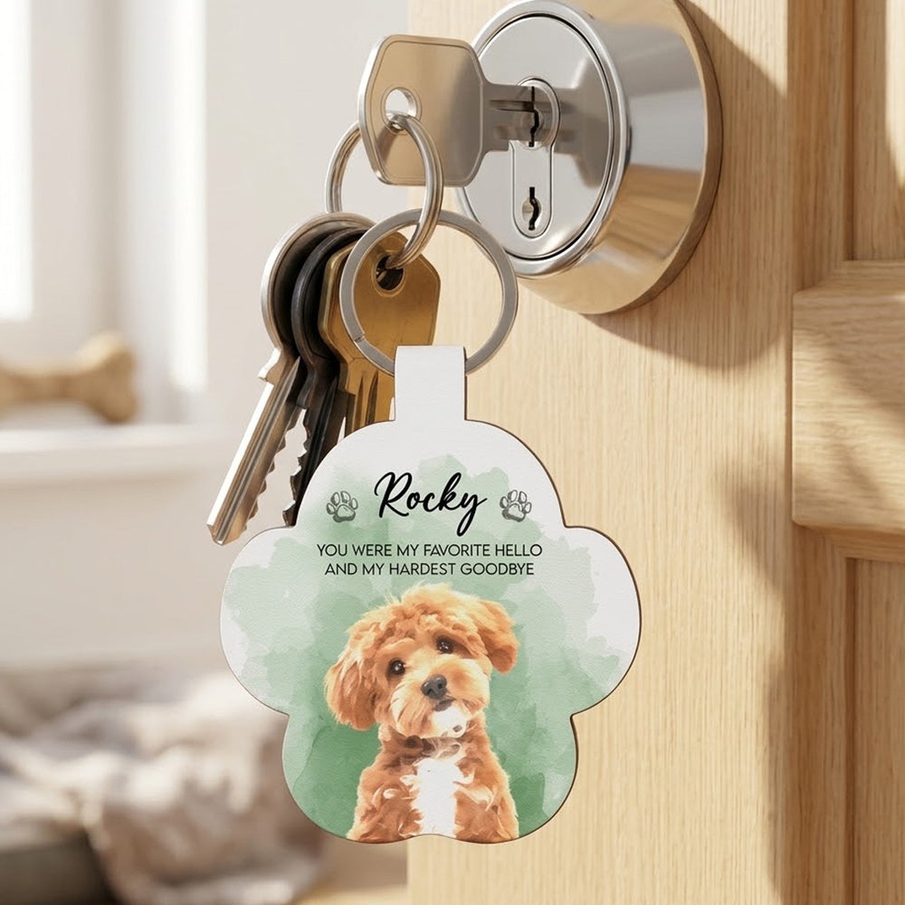 Personalized Watercolor Pet Memorial Keychain – Custom Photo Dog & Cat Portrait Keepsake