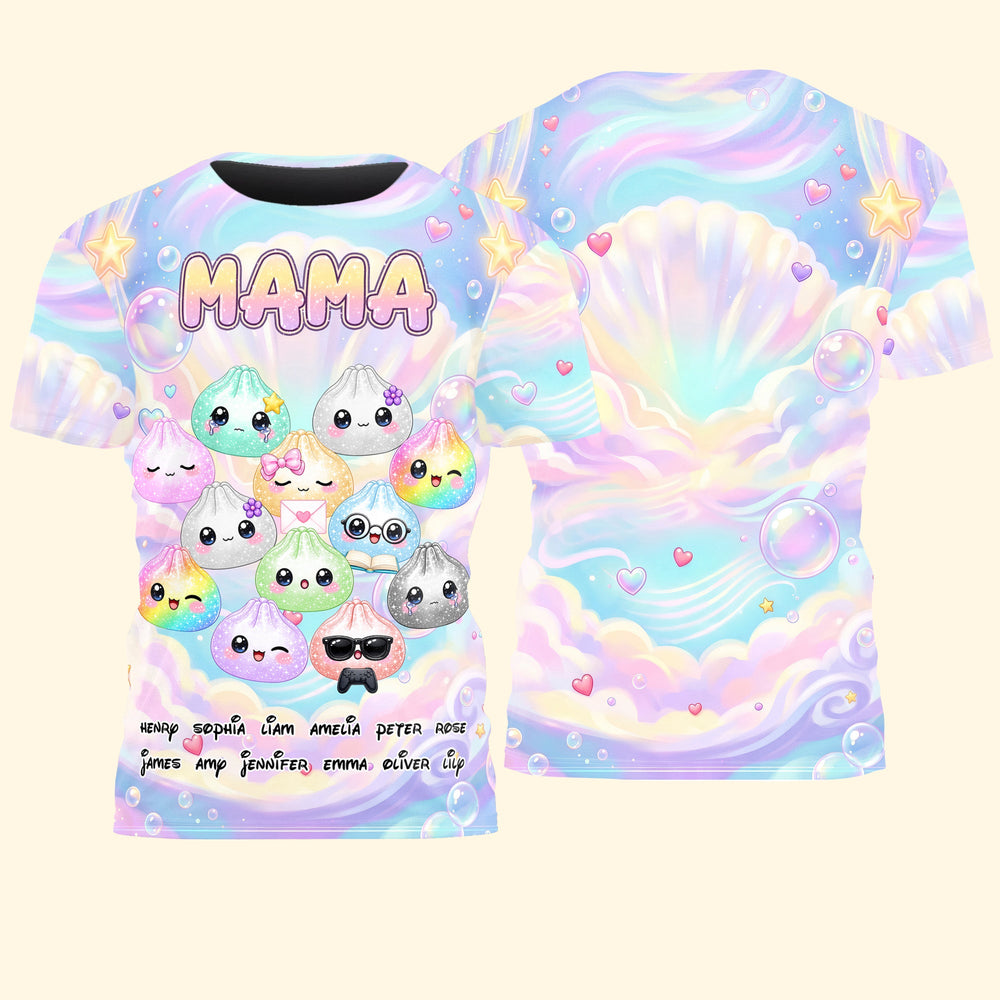 Personalized Cute Dumpling Shirt - Custom Mom Grandma Gift with Kids Names T-Shirt