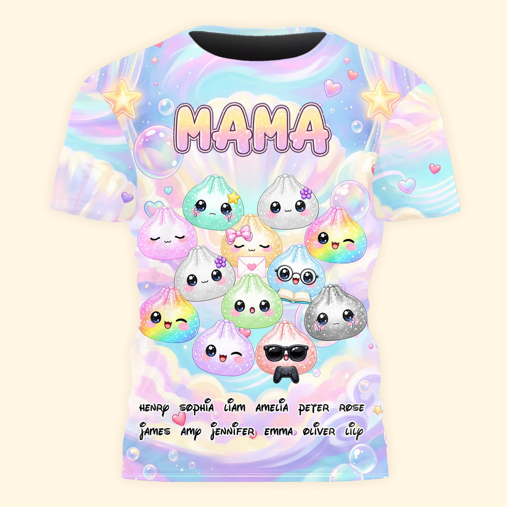Personalized Cute Dumpling Shirt - Custom Mom Grandma Gift with Kids Names T-Shirt