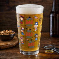 Best Dad Ever USA Flag Patriotic - Personalized Beer Glass